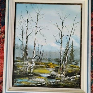 Vtg 1985 Original Oil Landscape Painting Signed Robert Justat Fredrix Framed