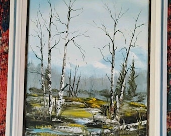 Vtg 1985 Original Oil Landscape Painting Signed Robert Justat Fredrix Framed