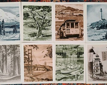 Lot of 8 Vtg Willard Cox West Coast Art Prints San Francisco Chinatown Noyo Rive