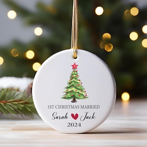1st Christmas Married Ornament, Christmas Married, Personalized Wedding Gift, Mr Mrs Christmas Ornament, Newlywed Ornament, Just Married
