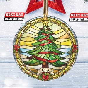 Custom 2024 Christmas Ornament: Double-Sided Ceramic Tree Decor
