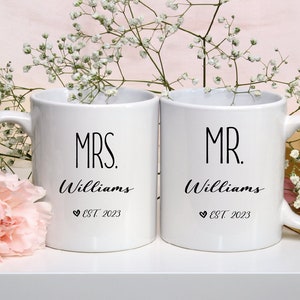 Personalized Mr and Mrs Coffee Mugs, Custom Mr Mrs Coffee Mugs, Husband and Wide Mugs, Bride and Groom Set, New wife Gift