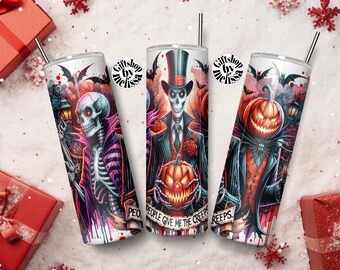 Horror Characters 20oz Skinny Tumbler: Halloween Sublimation Design