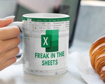 Freak In The Sheets Excel Mug - Funny Accounting Gift, 11 Oz