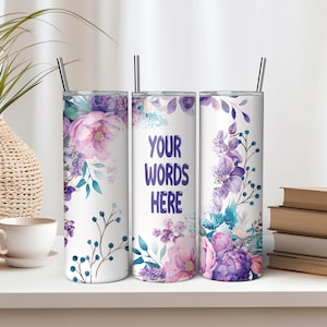 Personalized Floral Tumbler: Bridesmaid Proposal Gift, 20oz Acrylic Tumbler