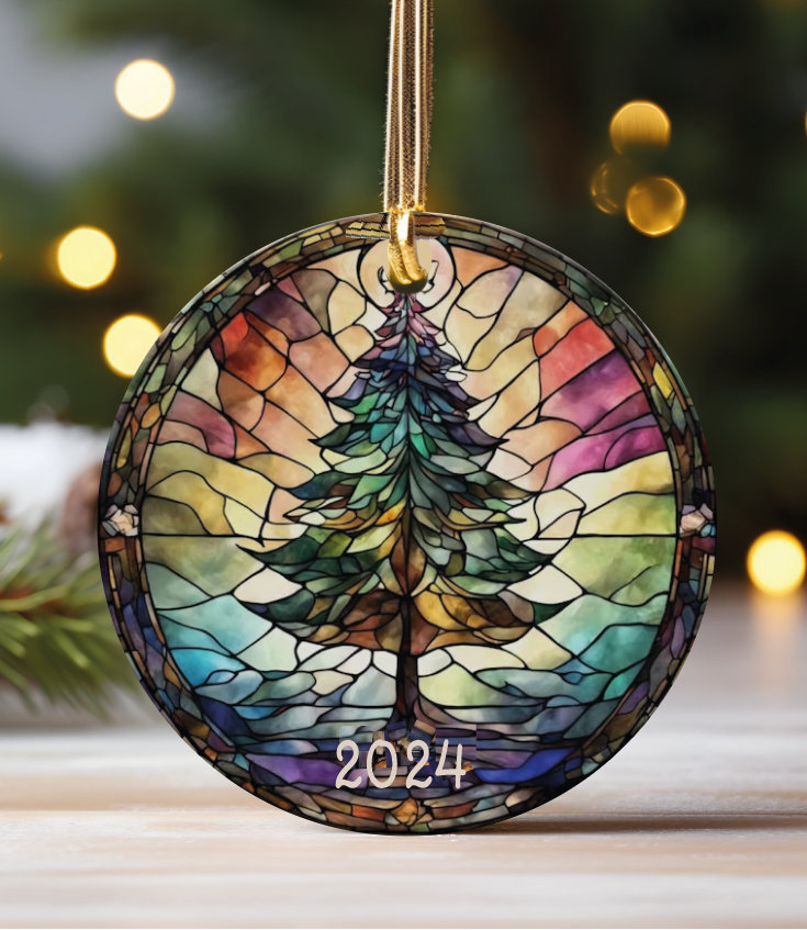 Christmas 2024 Ornament, Christmas Decoration, Holiday Gift Idea, Heirloom Keepsake, Round Ceramic, Gift Exchange, Gift Idea, Xmas Tree