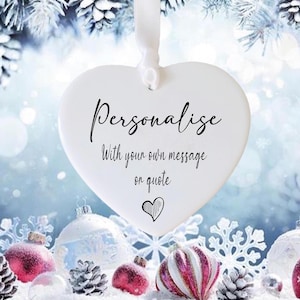 Personalized Ceramic Heart Ornament: Custom Text Gift