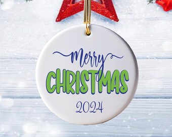 Adorno navideño familiar personalizado: foto personalizada, cerámica de porcelana