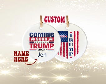 Custom Trump 2024 Ceramic Ornament: Christmas Tree Decor