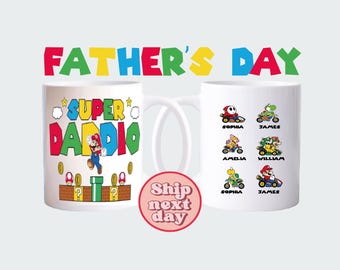 Custom Super Daddio Mug: Gamer Dad Gift, Personalized Mug