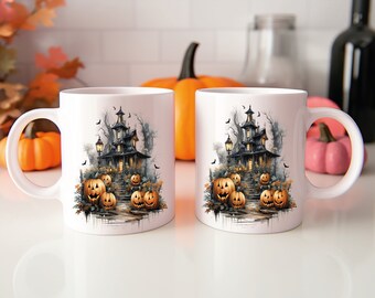 Spooky Haunted House Halloween Mug - 11oz Ceramic