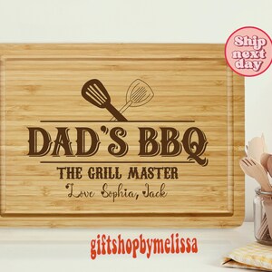 Personalized Dad&#39;s BBQ Cutting Board, The Grill Master Gift for Father’s Day, Custom BBQ Gift for Dad, Unique BBQ Lover Gift