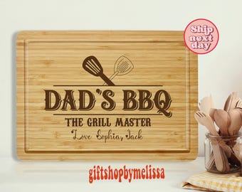 Personalized Dad's BBQ Bamboo Cutting Board: Grill Master Gift