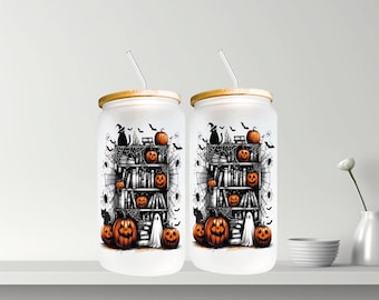 Taza de cristal Ghost Libbey: Taza de café helado retro de Halloween