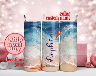 Personalized Beach Tumbler: Custom Vacation Cup