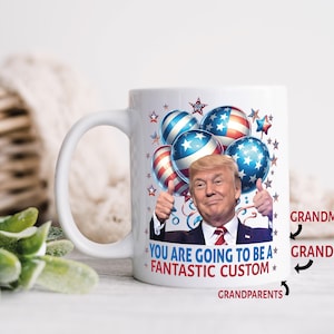 Custom Trump Pregnancy Reveal Grandpa Mug, Trump New Grandpa Announcement Gift, Pregnancy Announcement Grandfather Ceramic Mug, Trump Gift