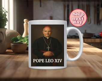 Pope Leo XIV Portrait Coffee Mug - Catholic Religious Gift