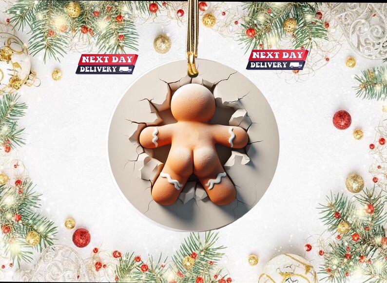 Stuck Gingerbread Dual-sided Gingerbread Man Ceramic Christmas Tree Ornament - Etsy
