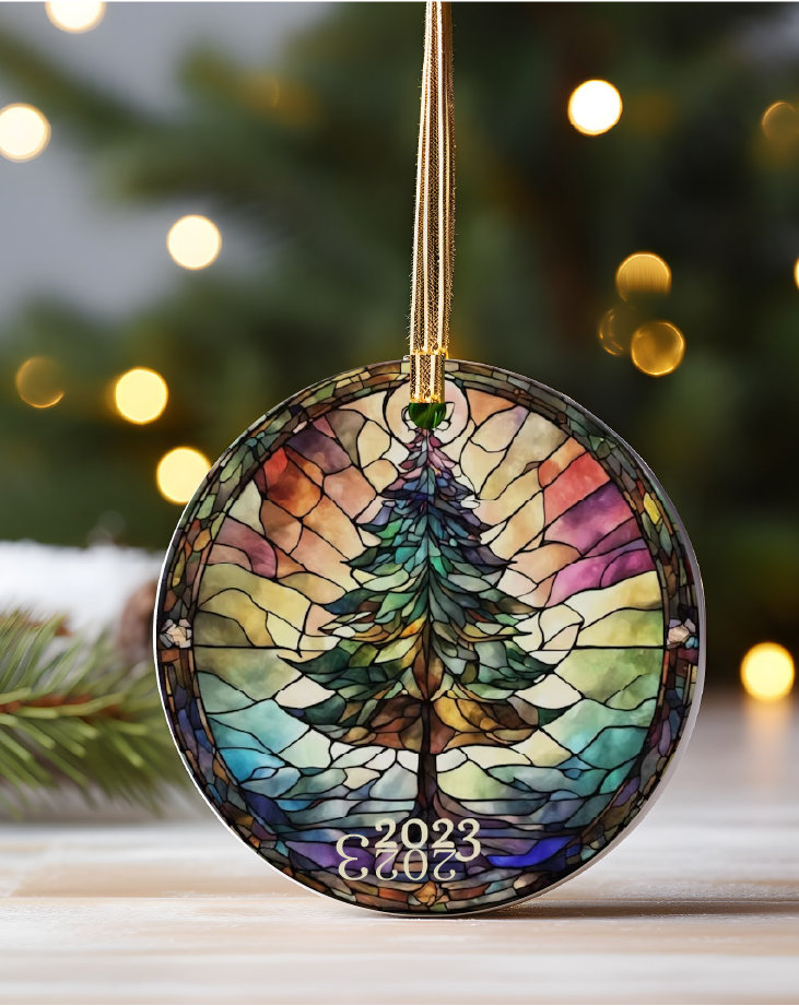 Christmas 2024 Ornament, Christmas Decoration, Holiday Gift Idea, Heirloom Keepsake, Round Ceramic, Gift Exchange, Gift Idea, Xmas Tree