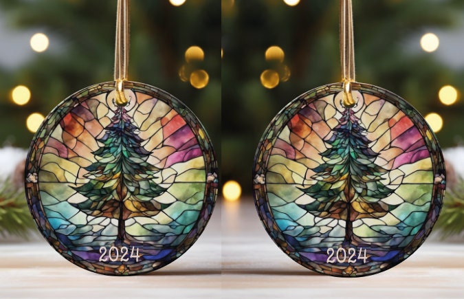 Christmas 2024 Ornament, Christmas Decoration, Holiday Gift Idea, Heirloom Keepsake, Round Ceramic, Gift Exchange, Gift Idea, Xmas Tree