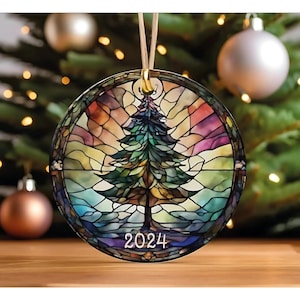 Christmas 2024 Ornament, Christmas Decoration, Holiday Gift Idea, Heirloom Keepsake, Round Ceramic, Gift Exchange, Gift Idea, Xmas Tree