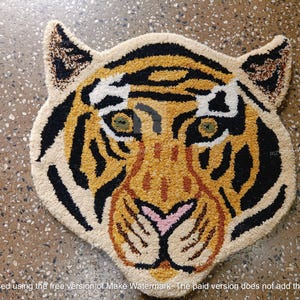 Handmade Wool Animal Rug Jungle Safari Kids Room Tiger Head Accent Area Rug,Playroom Nursery Decor Rug,minimalist rug,soft rug,irregular rug
