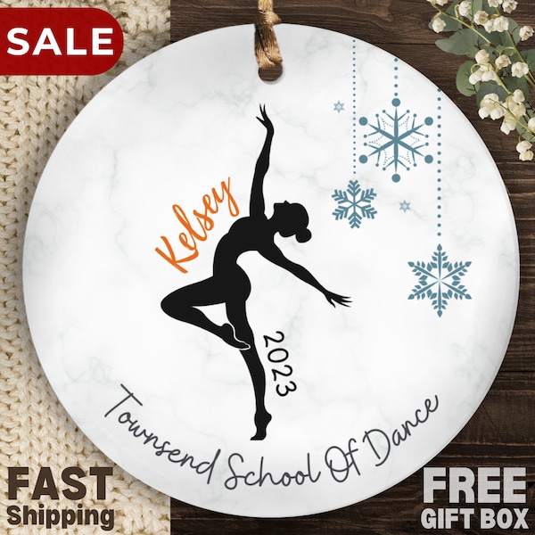 Custom Dance Christmas Ornament Personalized Name Year School Dance Studio 2023 Custom Dance Team Dancer Girl Dancing Ballerina