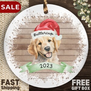 Personalized Pet Ornament Christmas Dog Portrait Custom Dog Remembrance Pet Memorial Watercolor Cartoon Holiday Dog