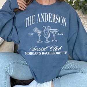 Custom Bachelorette Party Sweatshirt: Cocktail Social Club, Luxury Wedding Merch