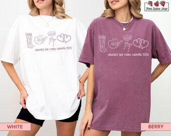 Camiseta de despedida de soltera Last Rodeo, camiseta de despedida de soltera Nashville, camiseta de fiesta vaquera, camiseta de novia del oeste, equipo de novias de despedida de soltera campestre, seamos ruidosos