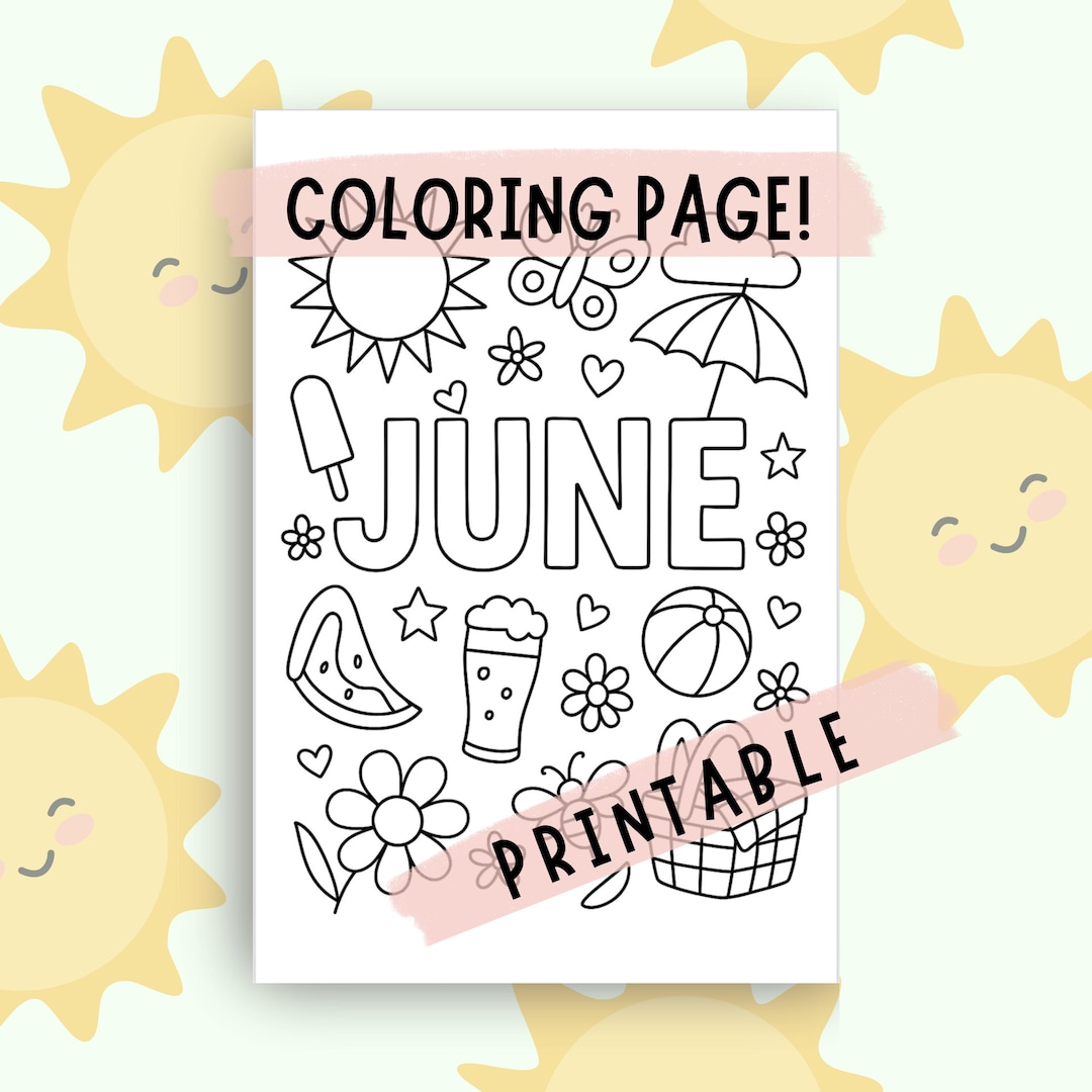 June Coloring Page: Spring Printable Activity (PDF Download - Etsy, image size:1080x1080