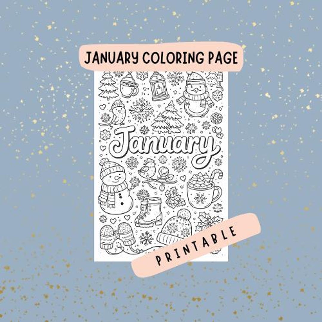 January Coloring Page Printable / Winter Coloring Page - Etsy
