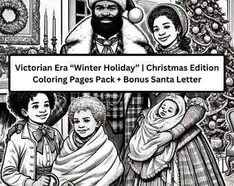 Victorian Era Winter Holiday | Christmas Edition | Coloring Pages | Winter Wonderland Coloring Pages | Hi-Res Upscaled Coloring Pages