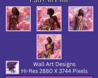 Ladies in Pink | Wall Art Designs | Hi-Res Art | Midjourney Ai Art | Gallery Wall Art | Aesthetic Wall Art