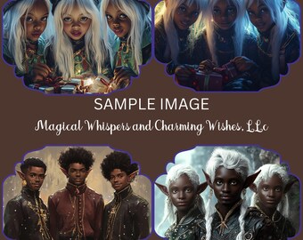 Whimsical Christmas Elves | "Triple Frost Squad" Digital Art for the Holidays | Beautiful Elves | Christmas Images | Black Christmas Decor