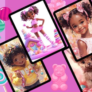Ontwerpen met hoge resolutie voor dagboekomslag met Candyland-thema | Zoete en levendige kunst voor persoonlijk en commercieel gebruik | Beperkte oplage | Candyland Digi Art