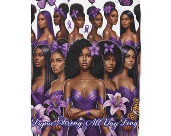 Lupus Awareness Sherpa Fleece Blanket | Purple Ribbon Cozy Throw |Support Lupus Gift | Warmth Comfort Home Decor |Soft Plush Bedding Cover,