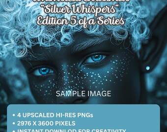 Whimsical Christmas Elves | "Silver Whispers" Digital Art for the Holidays | Beautiful Elves | Christmas Images | Black Christmas Decoration