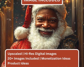 Cozy Christmas Magic: 20+ Hi-Res Holiday Digital Art | Set 2 | Black Santa Claus | Black Whimsical Elves | Black Christmas Art | Home Decor