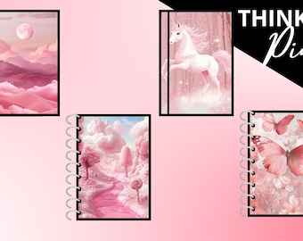 Think Pink Hi-Res Journal Cover Designs | Elegant Butterfly and Floral Art | Personal & Commercial Use | Limited Edition | Pink Digital Art