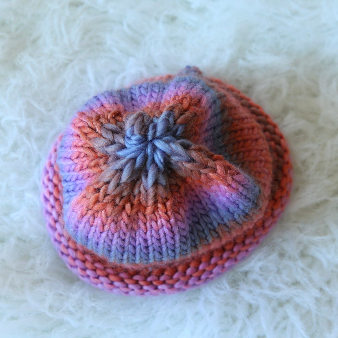 Hand Knit Baby Hat Gender Neutral Baby Hat Blue Baby Hat Etsy