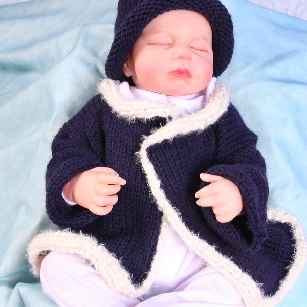 Hand knit baby sweater * Boy baby sweater * Navy baby sweater * Baby Shower Gift * Newborn hand knit baby sweater * baby knit sweater * hat