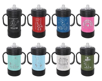 Personalized 10oz Sippy Cup Tumbler, Your Name/Logo Included, Powder Coated, Laser Engraved.