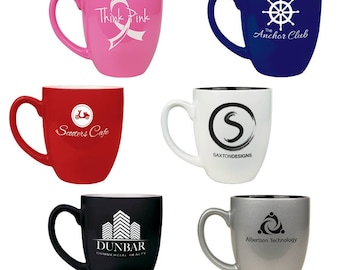 Personalized Coffee Mug, Your Logo and or personalized text included, Laser Engraved.  Great for Gifts, Companies, Churches etc.