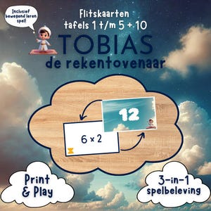 Flitskaarten 1 t/m 5 + 10 -Tobias De Rekentovenaar- print & play-  tafelsommen- 1-5 spelers– vanaf 6 jaar- automatiseren tafelsommen