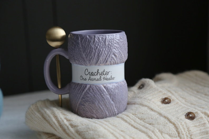 Knitting / Crochet Wool Textured Funny Mugs Puple (Crotcheter)