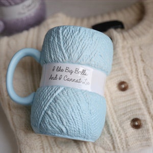 Knitting / Crochet Wool Textured Funny Mugs Blue (Big Balls)