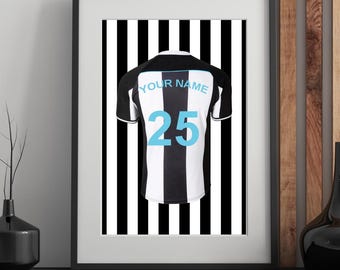 Newcastle Shirt Custom Digital Art | Personalised Football Fan Print, Editable  Fan Gift, High-Res Digital Download for Framing