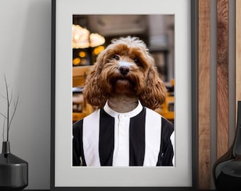 Portrait de chien ou de chat de football de Newcastle Art personnalisé pour animaux de compagnie dans une chemise Style équipe - cadeau de fan personnalisé en téléchargement numérique