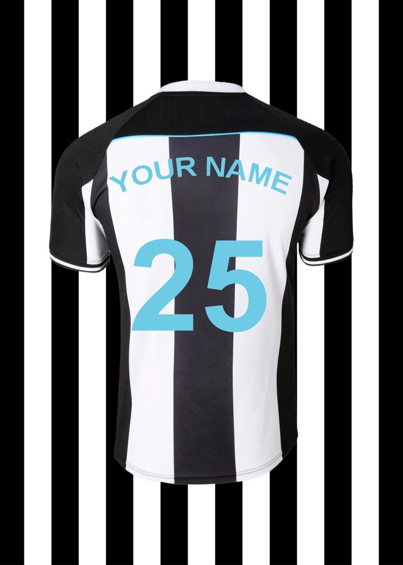 Newcastle Shirt Custom Digital Art, Personalised Football Fan Print, Editable Soccer Fan Gift, High-Res Digital Download for Framing